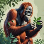Orangutans using medicinal plants