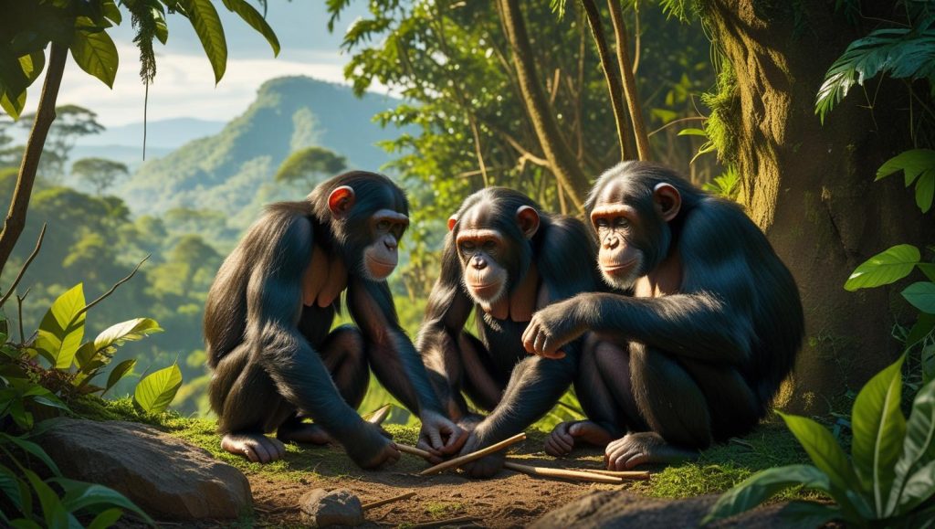 Wild chimpanzees in Uganda not only treat their own wounds using tools—but also care for others.