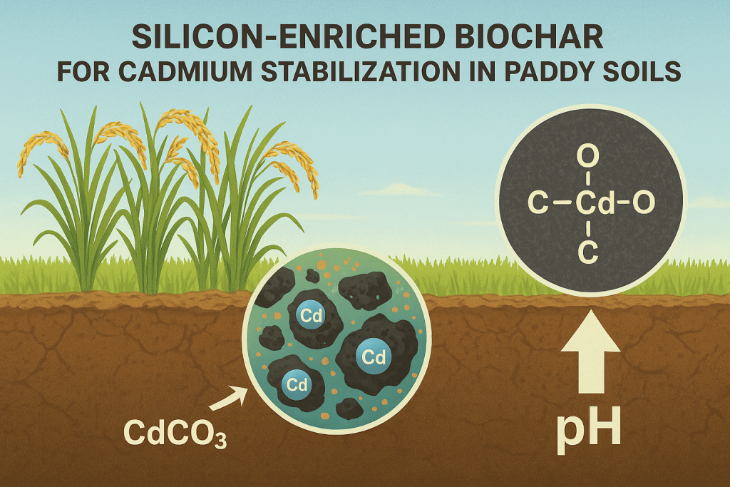 Silicon-Enriched Biochar for Cadmium Stabilization in Paddy Soils: Sorption Mechanisms and Bioavailability Reduction.